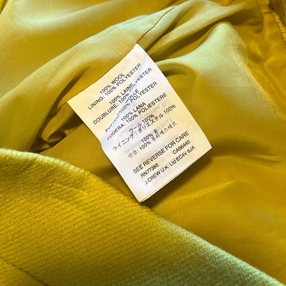 EUC J. Crew No. 2 Pencil Skirt, 100% Wool, Mustard, Size 00 - Picture 4 of 4